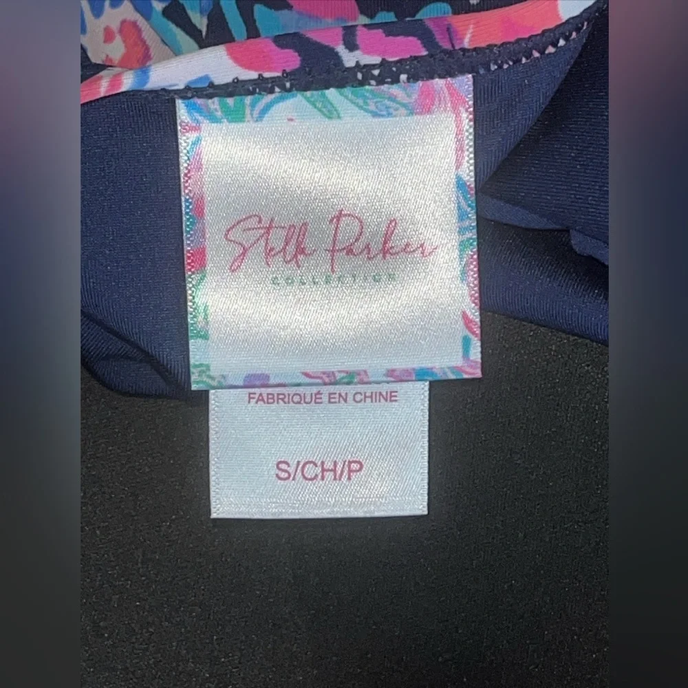 NWT Stella Parker Women’s 1 Piece Bathing Swim Suit Size S Navy Coral Adjustable